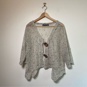 Nina Leonard Fishnet Cardigan Top